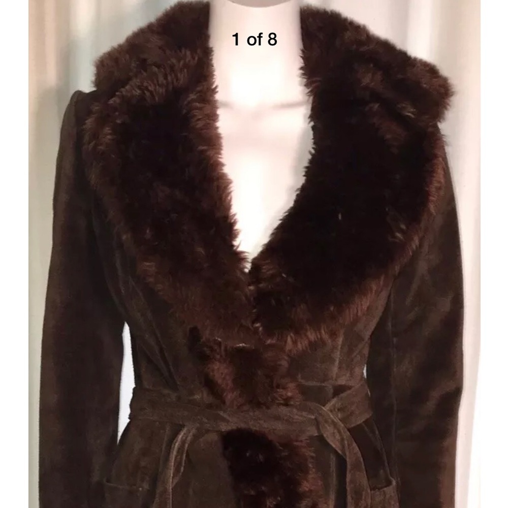 Vintage Saks Fifth Avenue Suede Leather Fur Coat